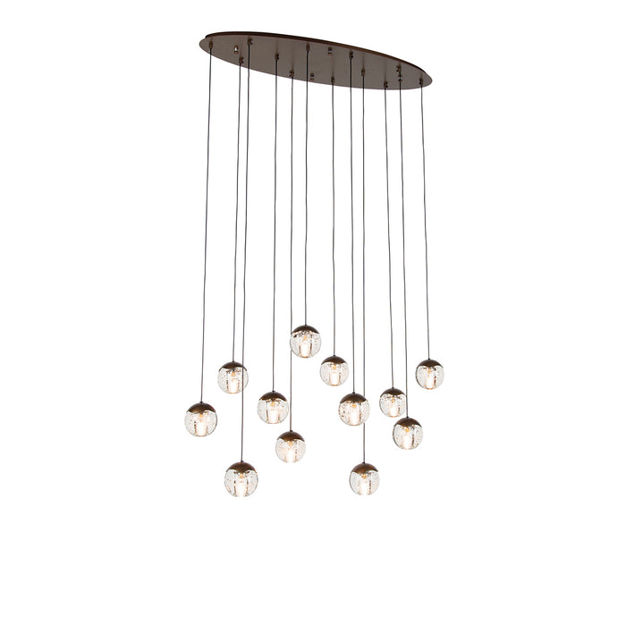 QAZQA Design hanglamp donker brons met helder glas 12-lichts - Inge