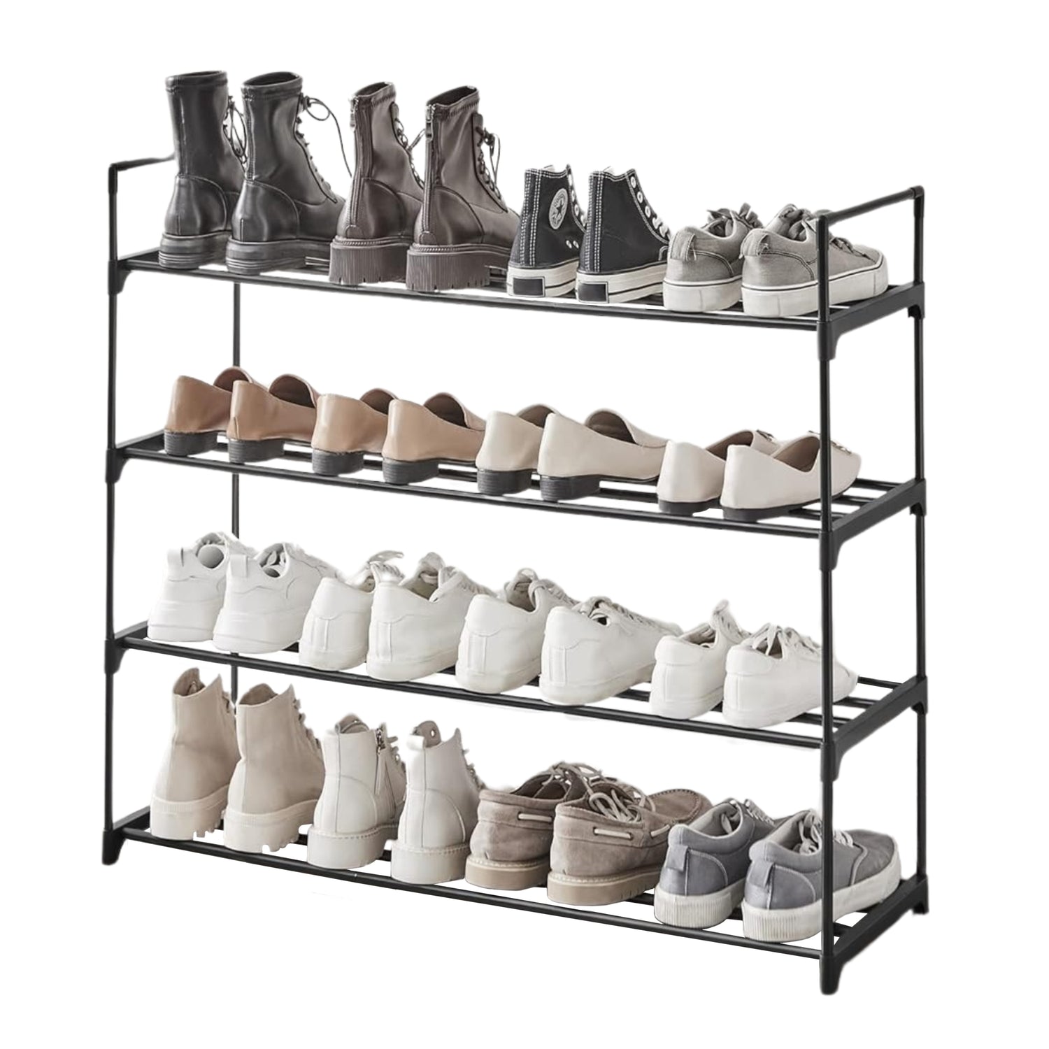 Schoenenrek - stapelbaar - 92x113x30 cm - zwart