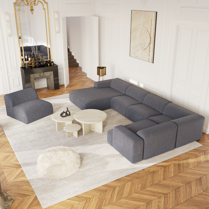 Links panoramische bank grijs fluweelpatroon