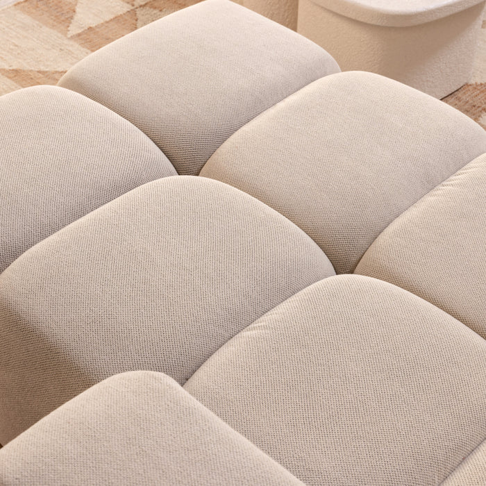 by fonQ Charme Hoekbank Rechts met Slaapfunctie - Weefstof - Ivoor