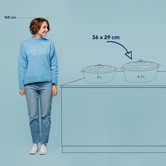 Braadpan Gietijzer Ovaal Rood, 36 cm x 29 cm- Kela | Calido