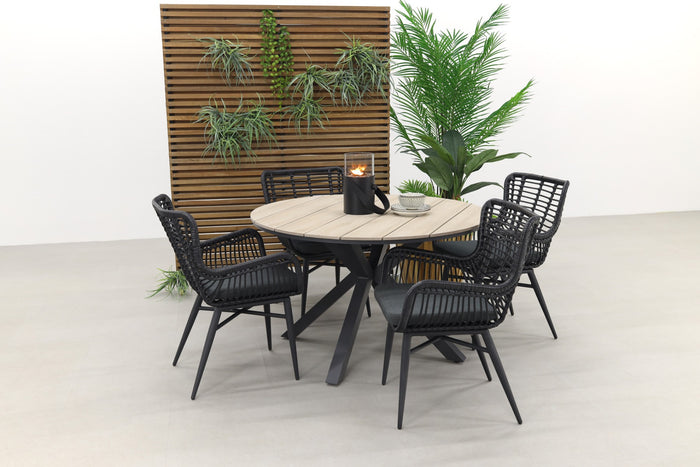 Jasmine black | GI Edison 122 cm. - ronde tuinset