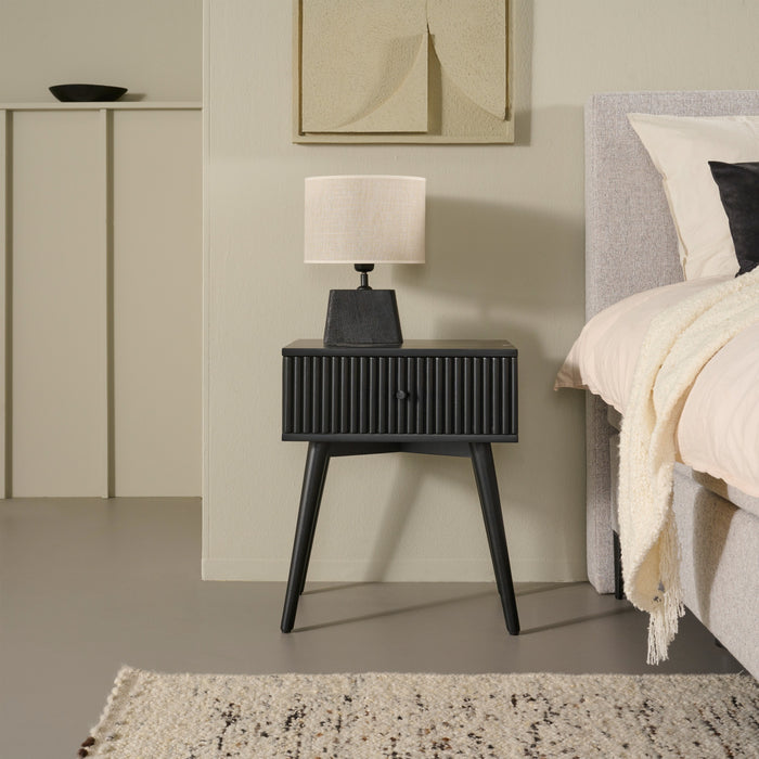 Nachtkastje Sem - Zwart - Hout - 45x55x35cm (BxHxD)