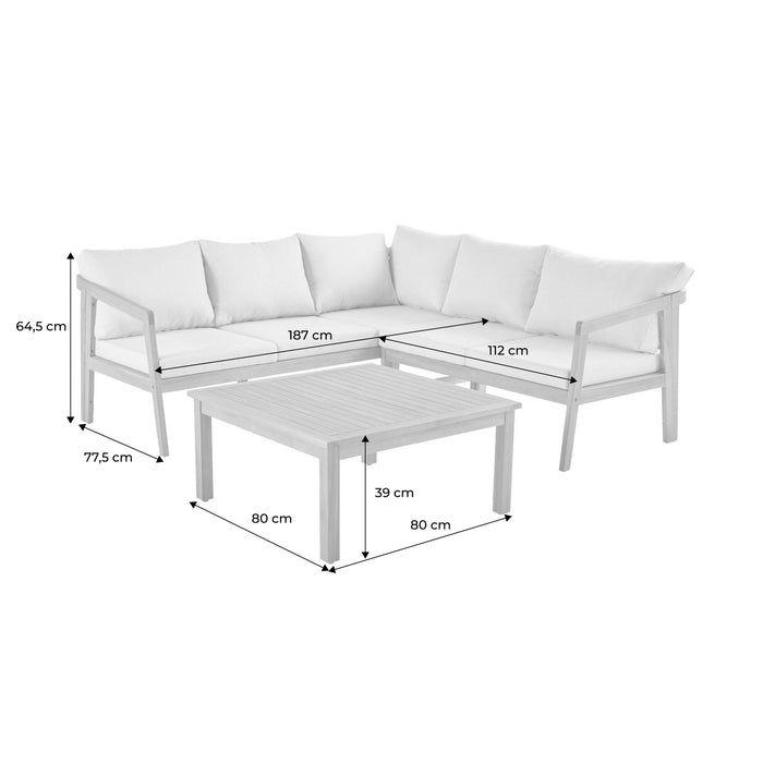 sweeek - Hoek tuinset van acacia voor 5 personen
