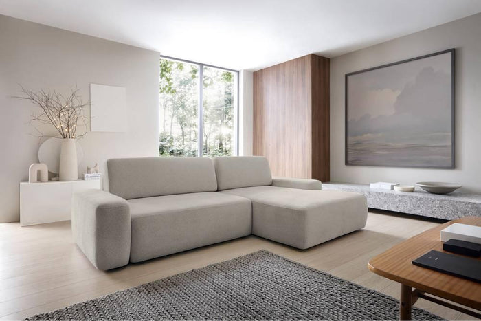 NADUVI Collection Hoekslaapbank Elis rechts met opbergvak chenille