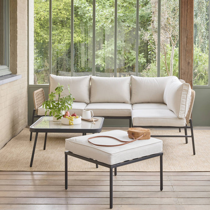 sweeek - Hoek tuinset van staal en touw voor 5 personen