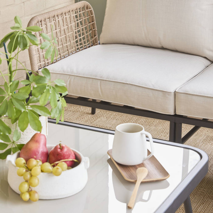 sweeek - Hoek tuinset van staal en touw voor 5 personen