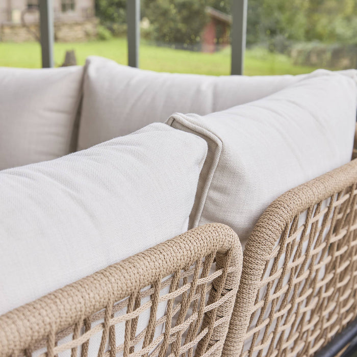 sweeek - Hoek tuinset van staal en touw voor 5 personen