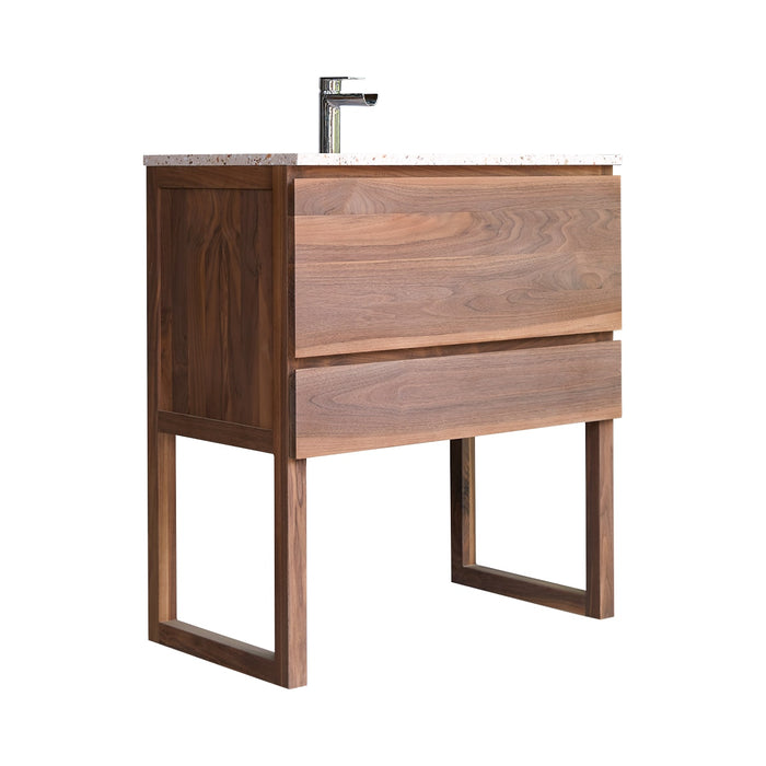 Tikamoon - Badkamermeubel van massief walnoothout en terrazzo Pink 80