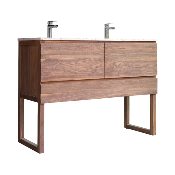 Tikamoon - Badkamermeubel van massief walnoothout en terrazzo Pink 120