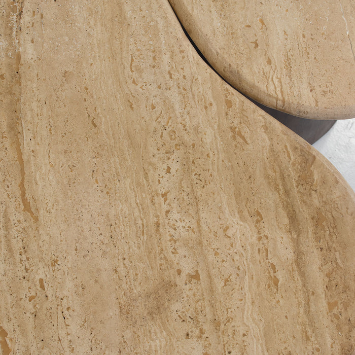 Giga Meubel - Salontafel Travertin Mangohout - 87x46x36cm - Set Van 2 - Suki