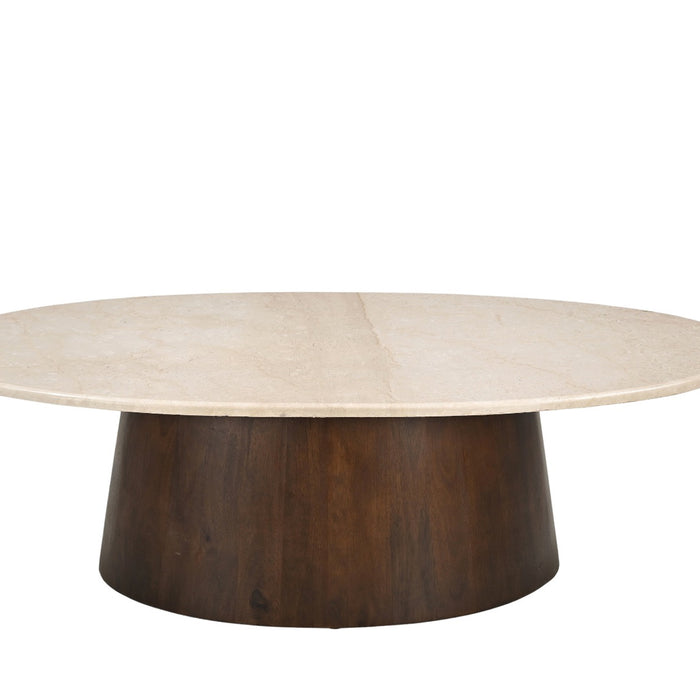 Livingfurn - Salontafel Beige Marmer - 120x65x36cm - Bottecino