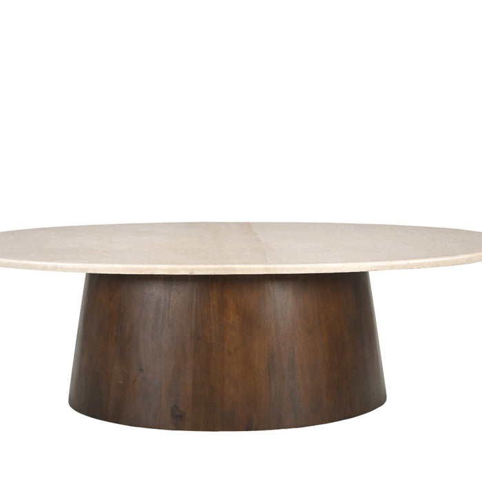 Livingfurn - Salontafel Beige Marmer - 120x65x36cm - Bottecino