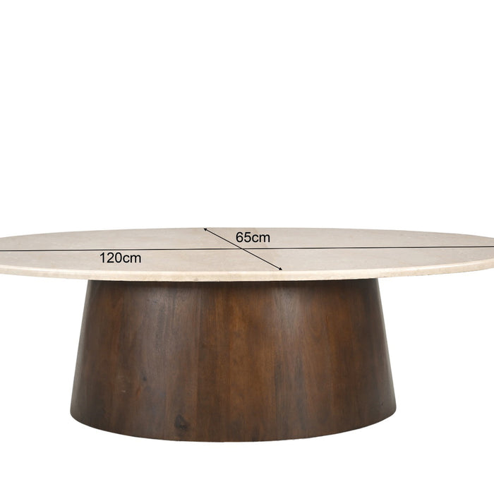 Livingfurn - Salontafel Beige Marmer - 120x65x36cm - Bottecino