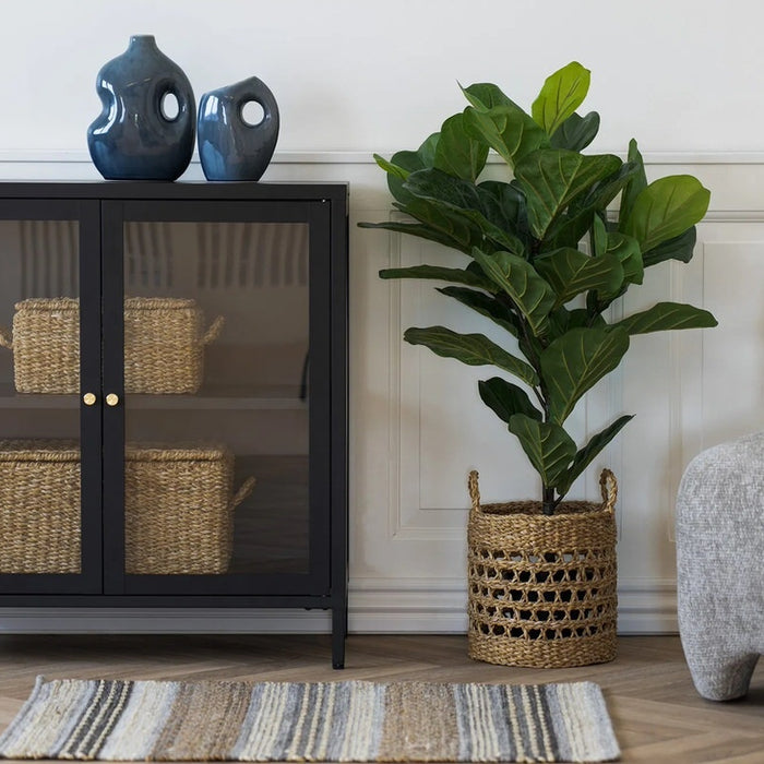 House Nordic Dalby Zwart | Glas Opbergkast 2-Deuren