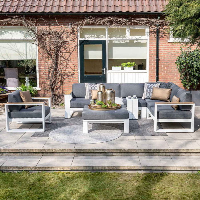 Garden Impressions Plaza loungeset 4-delig wit - teak look