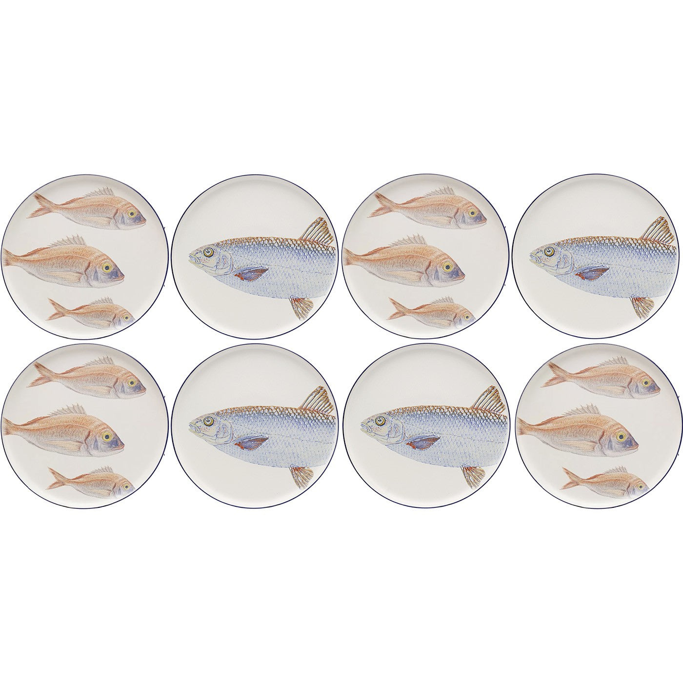 Kare Design borden - vissen - 27cm - Set van 8