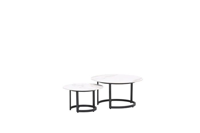 Set van twee tafels Monte Carlo - c. black - Centostone Venice white