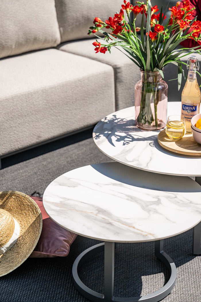 Set van twee tafels Monte Carlo - c. black - Centostone Venice white