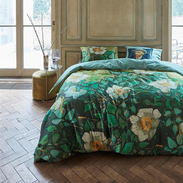 Beddinghouse x Van Gogh Museum Wild Roses Dekbedovertrek 240 x 200|220 cm - Groen