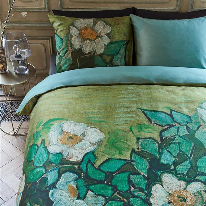 Beddinghouse x Van Gogh Museum Wild Roses Dekbedovertrek 240 x 200|220 cm - Groen