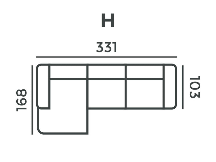 4x6 sofa - X6 madly modular set H links beige melange - 331 cm