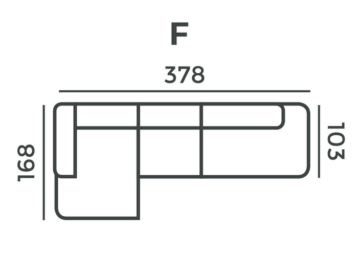 4x6 sofa - X6 madly modular set F links beige melange - 378 cm