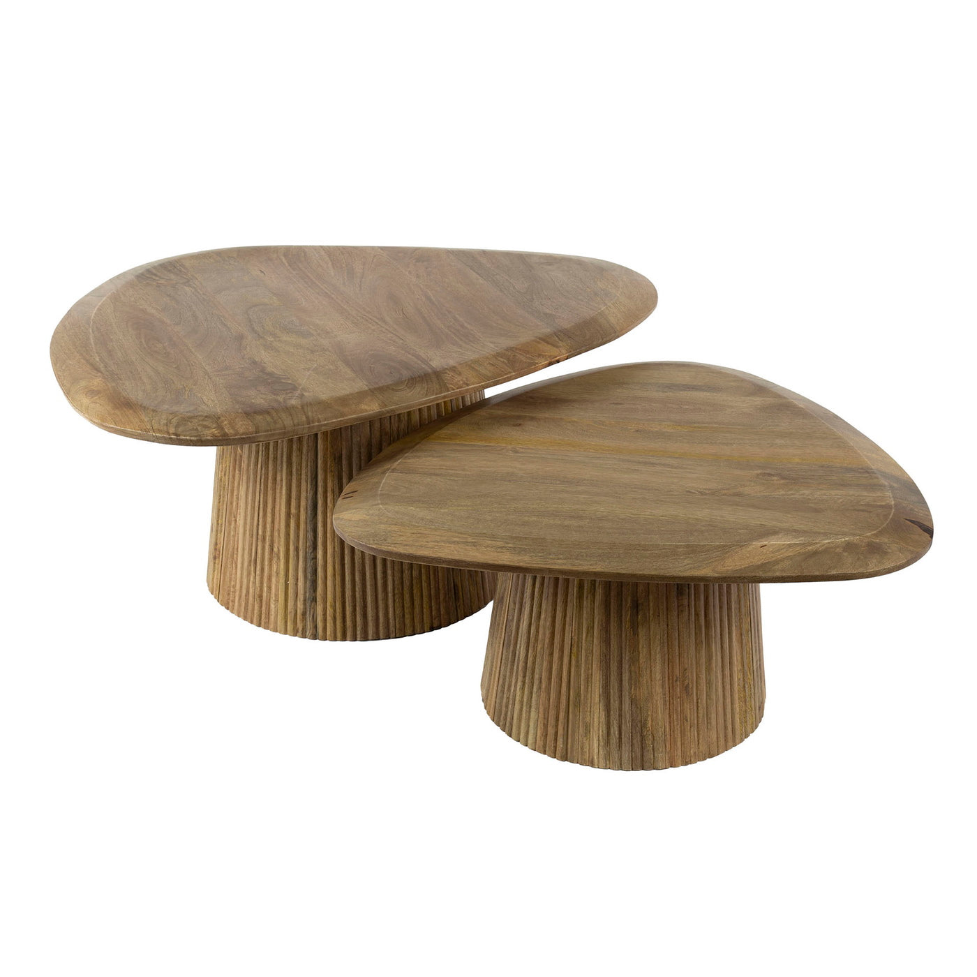 Giga Meubel - Salontafel Wave Driehoek Mangohout Set van 2