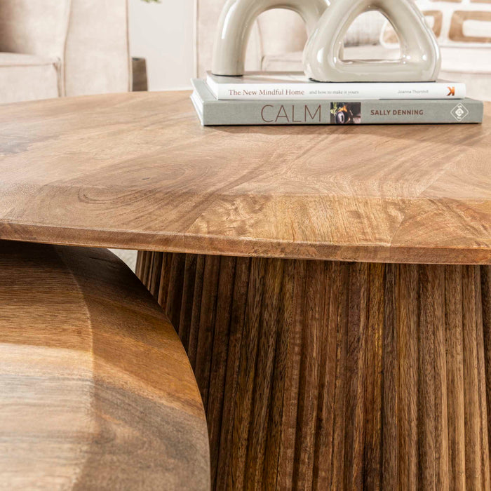Giga Meubel - Salontafel Wave Driehoek Mangohout Set van 2