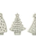 J-Line decoratie Kerstboom dolomite - keramiek - wit|zwart - 3 stuks