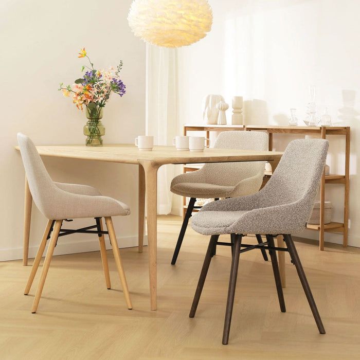 Nolon Nena-Isa Eetkamerstoel Bouclé Beige - Zwarte Houten Poten