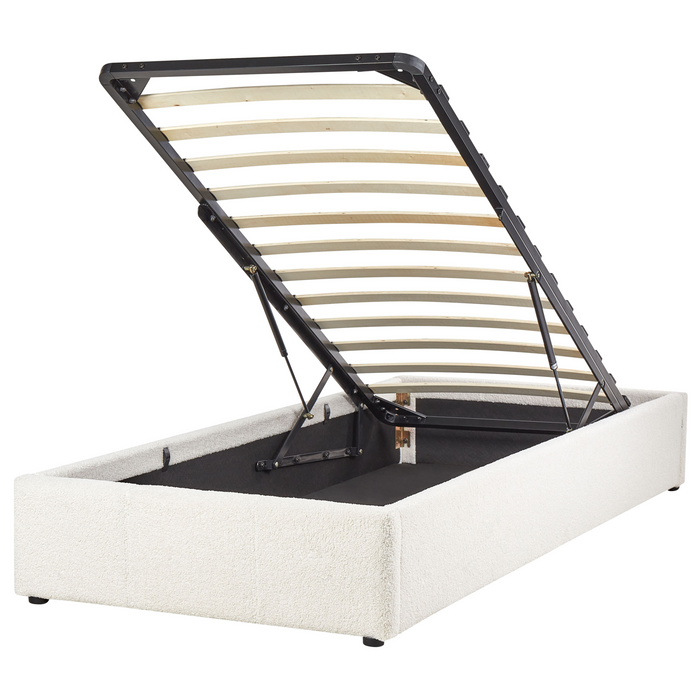Beliani - DINAN - Eenpersoonsbed - Gebroken wit - 90 x 200 cm - Bouclé