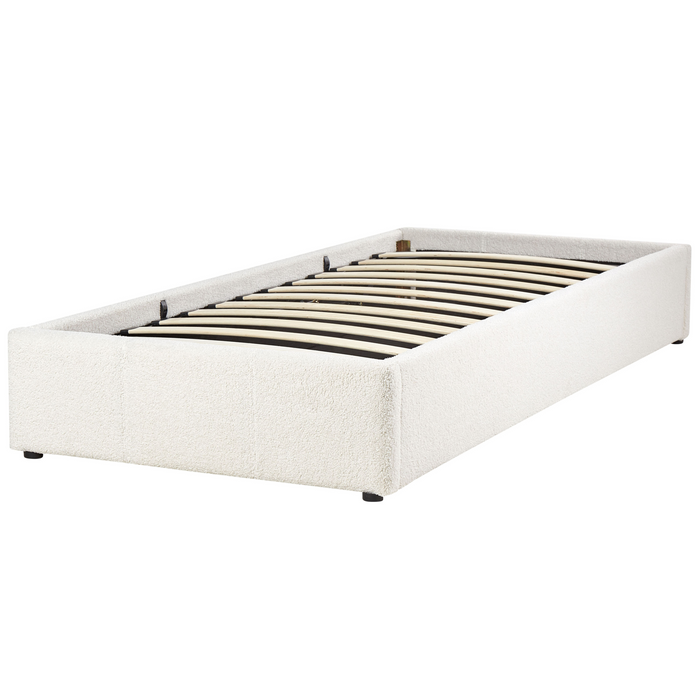 Beliani - DINAN - Eenpersoonsbed - Gebroken wit - 90 x 200 cm - Bouclé