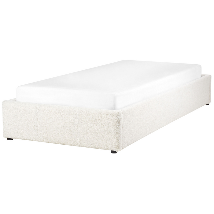 Beliani - DINAN - Eenpersoonsbed - Gebroken wit - 90 x 200 cm - Bouclé