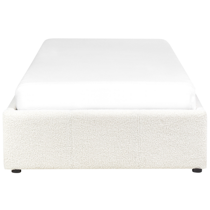 Beliani - DINAN - Eenpersoonsbed - Gebroken wit - 90 x 200 cm - Bouclé