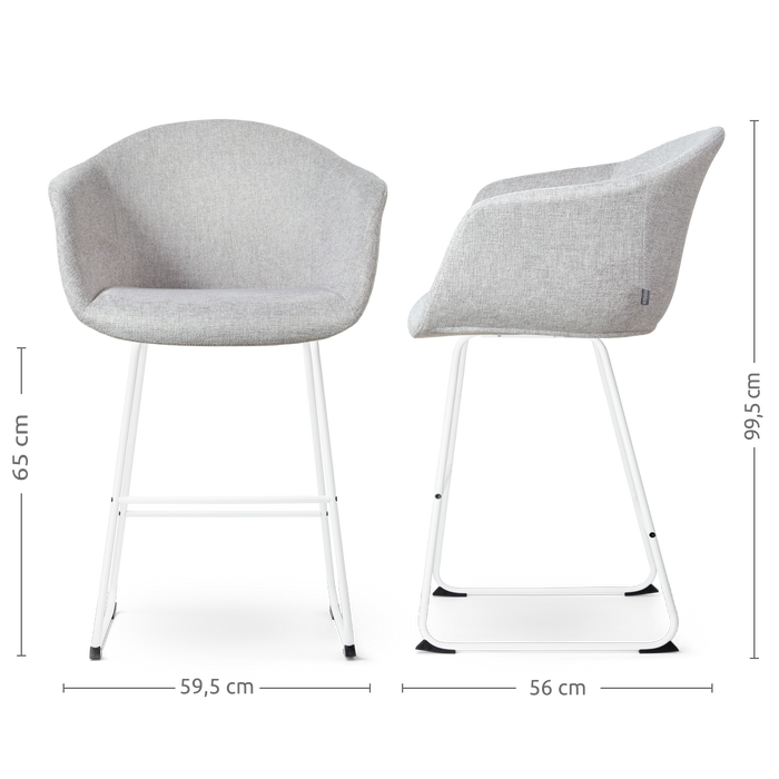 Nolon Nino-Otis Barkruk Lichtgrijs - met Armleuning - Wit - 65 cm