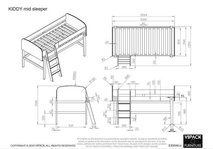 LUCEVI - Kiddy Halfhoogslaper 90x200cm - Wit