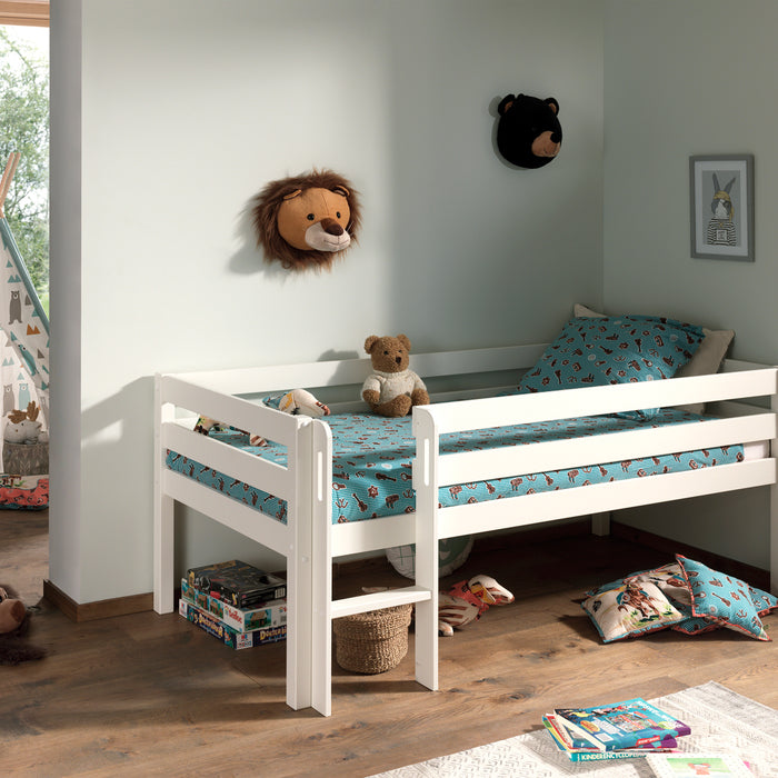 LUCEVI - Pino Halfhoogslaper met Ladder 90x200cm - Wit - H85CM