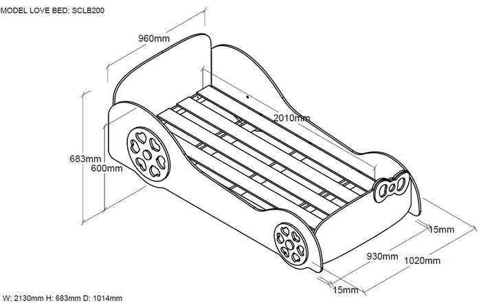 Vipack Autobed Love Car - roze