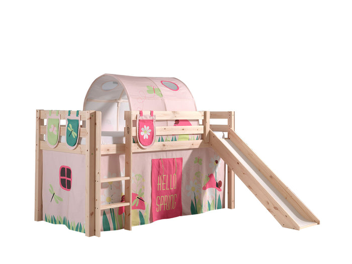 Vipack Pino Hoogslaper met Glijbaan en Tunnel Spring - naturel
