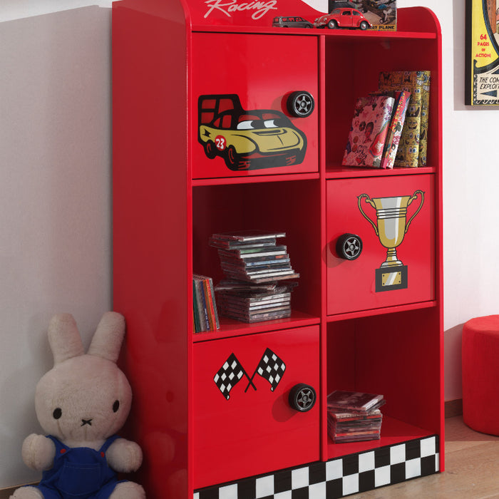 Vipack Autobed Boekenkast Racer - rood