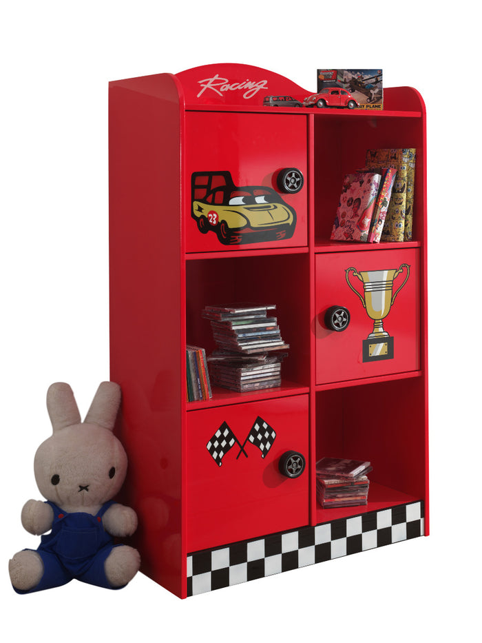 Vipack Autobed Boekenkast Racer - rood