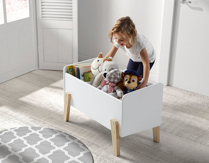 LUCEVI - Kiddy Speelkoffer - Speelgoedkist - Hout - Wit - 80x39x48cm