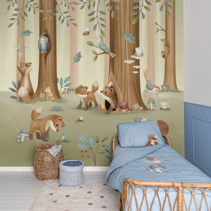 Little Dutch Forest Friends Fotobehang - Dieren - 2,80x3m - Groen