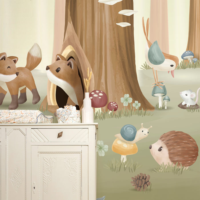 Little Dutch Forest Friends Fotobehang - Dieren - 2,80x3m - Groen