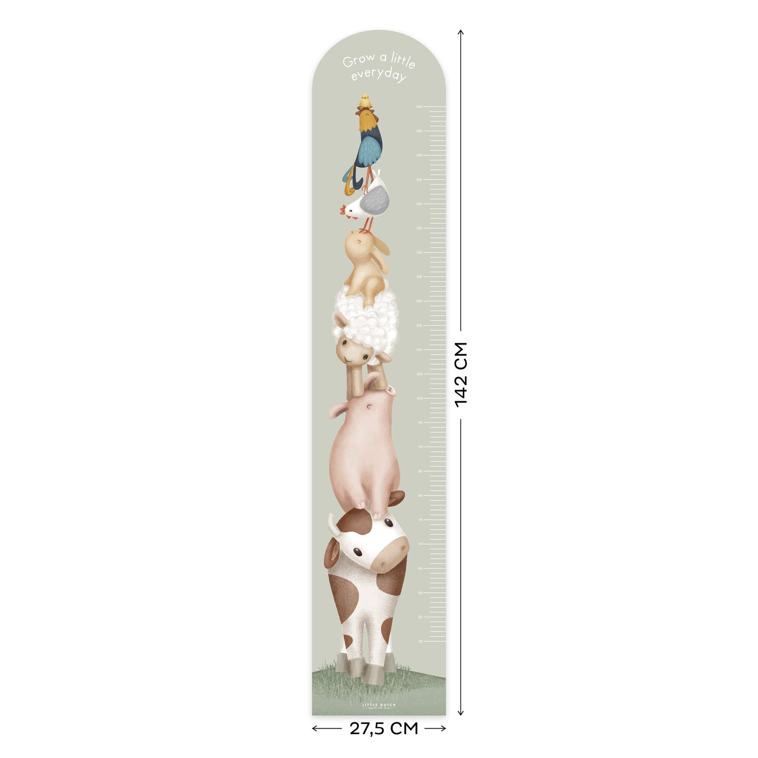 Little Dutch Little Farm Groeimeter Muursticker - 142x27,5cm - Dieren