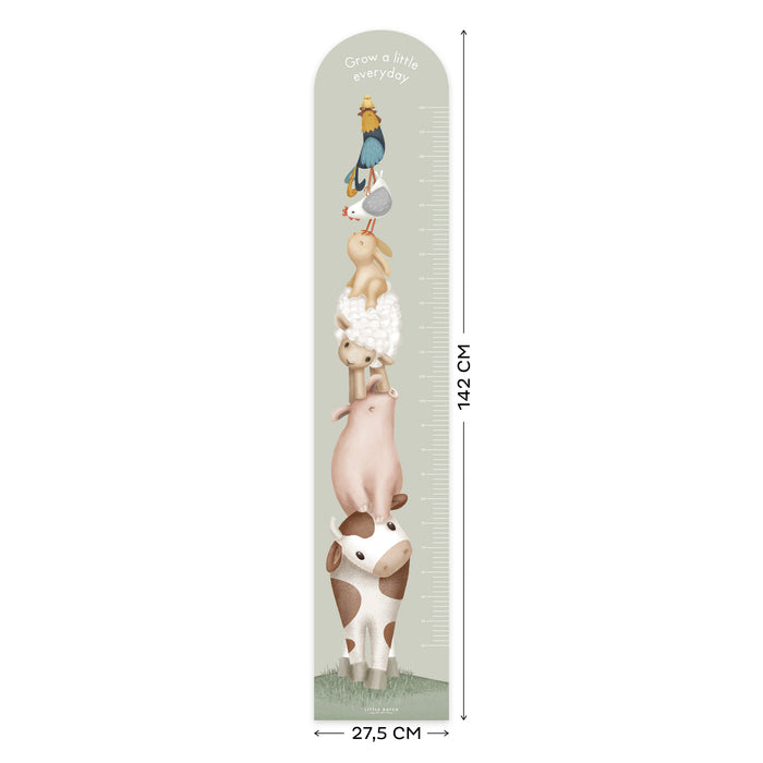 Little Dutch Little Farm Groeimeter Muursticker - 142x27,5cm - Dieren