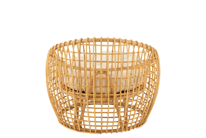 J-Line stoel Lise + kussen 1 Personen - rotan|textiel - naturel|wit