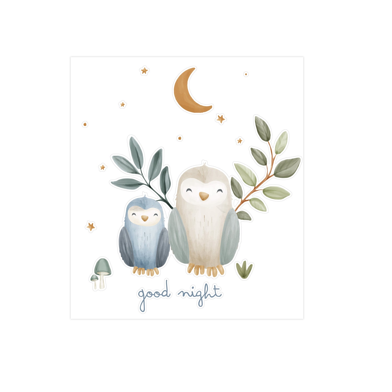Little Dutch Forest Friends Muurstickers - 45x40cm - Uilen