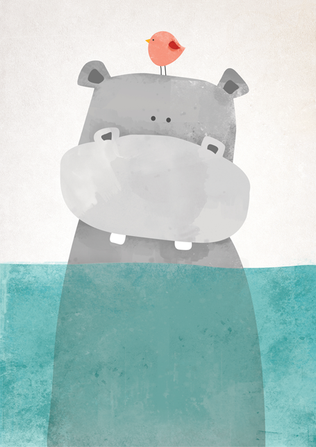 Wallified - Nijlpaardje Poster - Wallified - Kinderen - Poster - Print